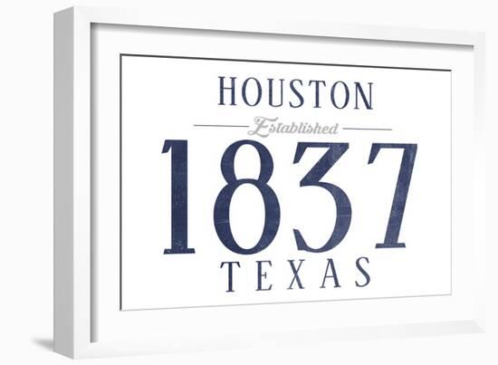 Houston, Texas - Established Date (Blue)-Lantern Press-Framed Art Print