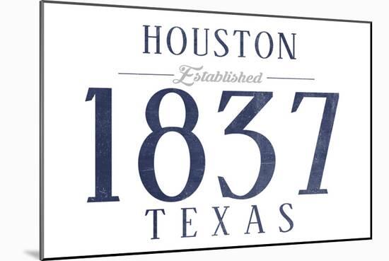Houston, Texas - Established Date (Blue)-Lantern Press-Mounted Art Print