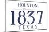 Houston, Texas - Established Date (Blue)-Lantern Press-Mounted Art Print