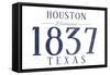 Houston, Texas - Established Date (Blue)-Lantern Press-Framed Stretched Canvas