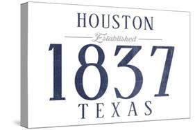 Houston, Texas - Established Date (Blue)-Lantern Press-Stretched Canvas