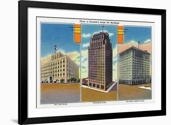 Houston, Texas - Exterior View of Oil and Gas, Petroleum, and Texas Company Buildings, c.1948-Lantern Press-Framed Premium Giclee Print