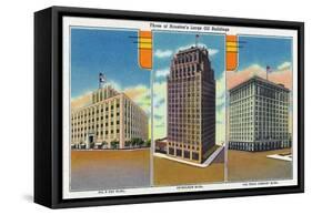 Houston, Texas - Exterior View of Oil and Gas, Petroleum, and Texas Company Buildings, c.1948-Lantern Press-Framed Stretched Canvas