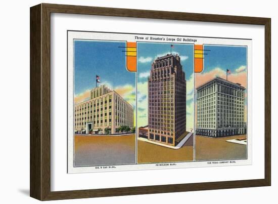 Houston, Texas - Exterior View of Oil and Gas, Petroleum, and Texas Company Buildings, c.1948-Lantern Press-Framed Art Print