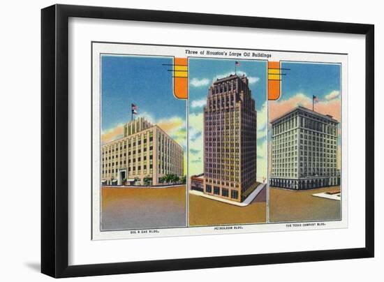 Houston, Texas - Exterior View of Oil and Gas, Petroleum, and Texas Company Buildings, c.1948-Lantern Press-Framed Art Print