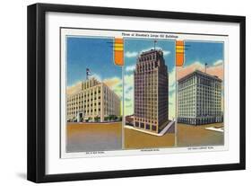 Houston, Texas - Exterior View of Oil and Gas, Petroleum, and Texas Company Buildings, c.1948-Lantern Press-Framed Art Print