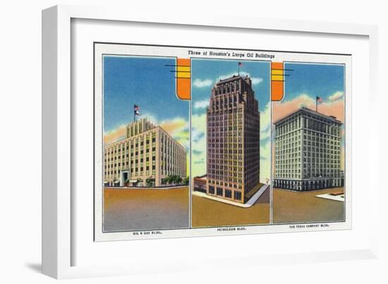 Houston, Texas - Exterior View of Oil and Gas, Petroleum, and Texas Company Buildings, c.1948-Lantern Press-Framed Art Print