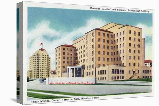 Houston, Texas - Hermann Park, Texas Medical Center, Exterior View of Hermann Hospital, c.1948-Lantern Press-Stretched Canvas