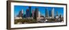 HOUSTON, TEXAS - High rise buildings in Houston cityscape illuminated at sunset, Texas, United S...-null-Framed Photographic Print