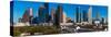 HOUSTON, TEXAS - High rise buildings in Houston cityscape illuminated at sunset, Texas, United S...-null-Stretched Canvas