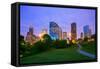 Houston Texas Modern Skyline at Sunset Twilight from Park Lawn-holbox-Framed Stretched Canvas