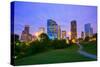 Houston Texas Modern Skyline at Sunset Twilight from Park Lawn-holbox-Stretched Canvas