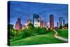 Houston Texas Modern Skyline at Sunset Twilight from Park Lawn-holbox-Stretched Canvas