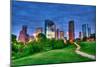 Houston Texas Modern Skyline at Sunset Twilight from Park Lawn-holbox-Mounted Photographic Print