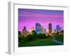 Houston Texas Modern Skyline at Sunset Twilight from Park Lawn-holbox-Framed Photographic Print