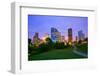 Houston Texas Modern Skyline at Sunset Twilight from Park Lawn-holbox-Framed Photographic Print