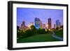 Houston Texas Modern Skyline at Sunset Twilight from Park Lawn-holbox-Framed Photographic Print