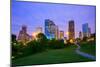 Houston Texas Modern Skyline at Sunset Twilight from Park Lawn-holbox-Mounted Photographic Print