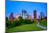 Houston Texas Modern Skyline at Sunset Twilight from Park Lawn-holbox-Mounted Photographic Print