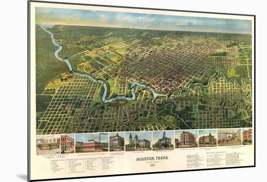 Houston, Texas - Panoramic Map-null-Mounted Poster