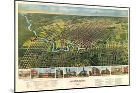 Houston, Texas - Panoramic Map-null-Mounted Poster