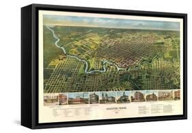 Houston, Texas - Panoramic Map-Lantern Press-Framed Stretched Canvas