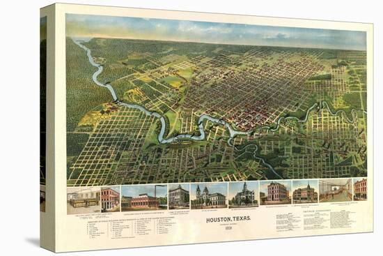 Houston, Texas - Panoramic Map-Lantern Press-Stretched Canvas