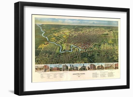 Houston, Texas - Panoramic Map-Lantern Press-Framed Art Print