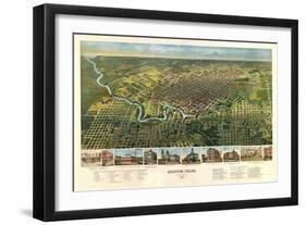 Houston, Texas - Panoramic Map-Lantern Press-Framed Art Print