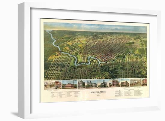 Houston, Texas - Panoramic Map-Lantern Press-Framed Art Print