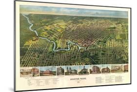 Houston, Texas - Panoramic Map-Lantern Press-Mounted Art Print