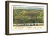 Houston, Texas - Panoramic Map-Lantern Press-Framed Premium Giclee Print