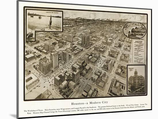 Houston, Texas - Panoramic Map-Lantern Press-Mounted Art Print