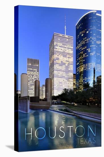 Houston, Texas - Plaza-Lantern Press-Stretched Canvas