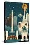 Houston, Texas - Retro Skyline (no text)-Lantern Press-Stretched Canvas