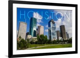 Houston, Texas - Skyline and Blue Sky-Lantern Press-Framed Premium Giclee Print