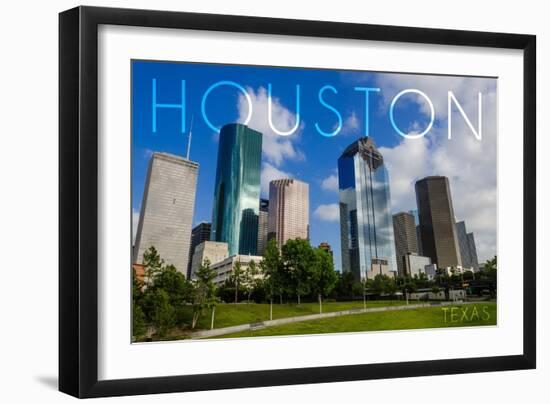 Houston, Texas - Skyline and Blue Sky-Lantern Press-Framed Art Print