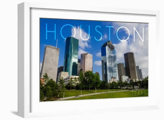 Houston, Texas - Skyline and Blue Sky-Lantern Press-Framed Art Print