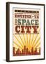 Houston, Texas - Skyline and Sunburst Screenprint Style-Lantern Press-Framed Art Print