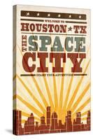 Houston, Texas - Skyline and Sunburst Screenprint Style-Lantern Press-Stretched Canvas