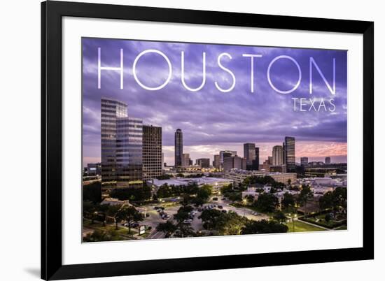 Houston, Texas - Skyline at Dusk-Lantern Press-Framed Art Print