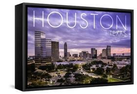 Houston, Texas - Skyline at Dusk-Lantern Press-Framed Stretched Canvas