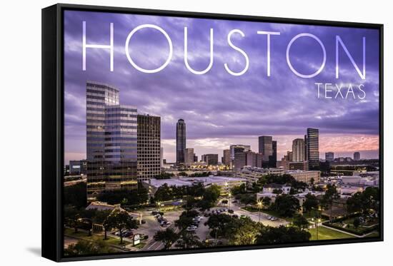 Houston, Texas - Skyline at Dusk-Lantern Press-Framed Stretched Canvas