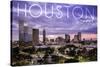 Houston, Texas - Skyline at Dusk-Lantern Press-Stretched Canvas