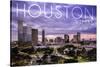 Houston, Texas - Skyline at Dusk-Lantern Press-Stretched Canvas