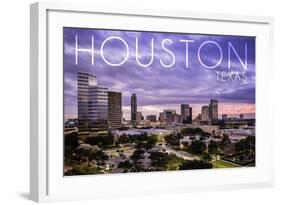 Houston, Texas - Skyline at Dusk-Lantern Press-Framed Art Print