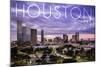 Houston, Texas - Skyline at Dusk-Lantern Press-Mounted Art Print