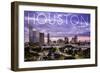 Houston, Texas - Skyline at Dusk-Lantern Press-Framed Art Print