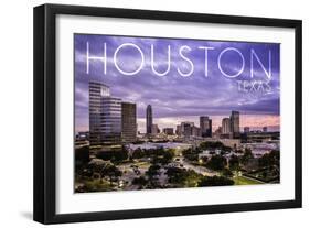 Houston, Texas - Skyline at Dusk-Lantern Press-Framed Art Print