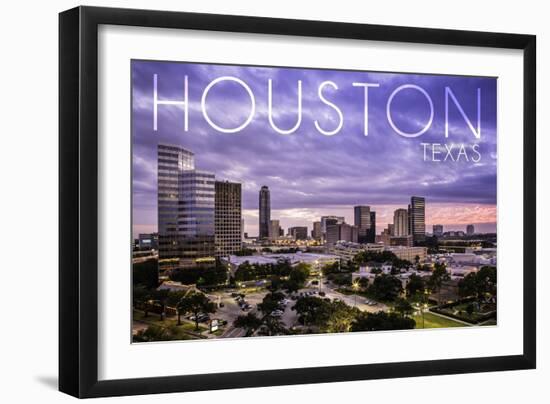 Houston, Texas - Skyline at Dusk-Lantern Press-Framed Art Print